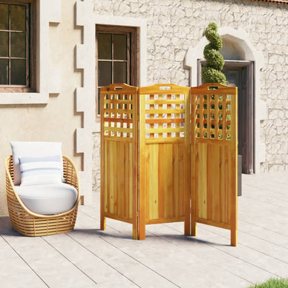 Biombo De 3 Paneles De Madera Maciza De Acacia 121,5X2X115 Cm