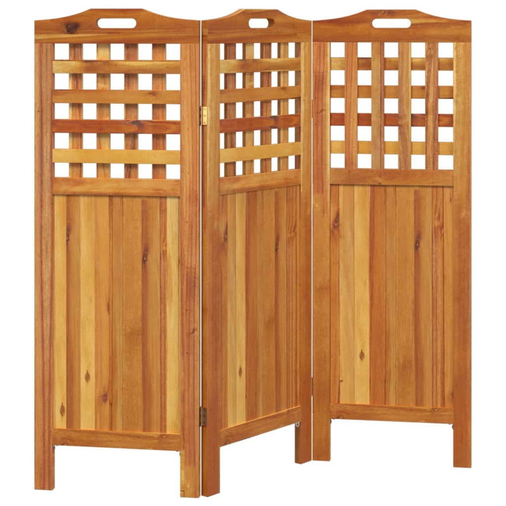 Biombo De 3 Paneles De Madera Maciza De Acacia 121,5X2X115 Cm