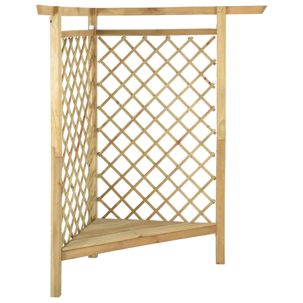 Pérgola Esquinera Con Banco Madera Pino Impregnada 166X81X174Cm