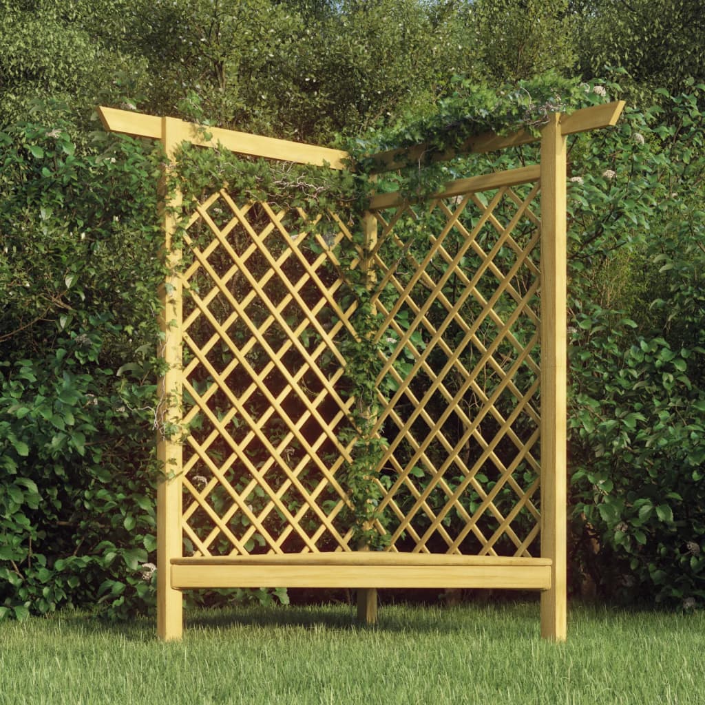 Pérgola Esquinera Con Banco Madera Pino Impregnada 166X81X174Cm
