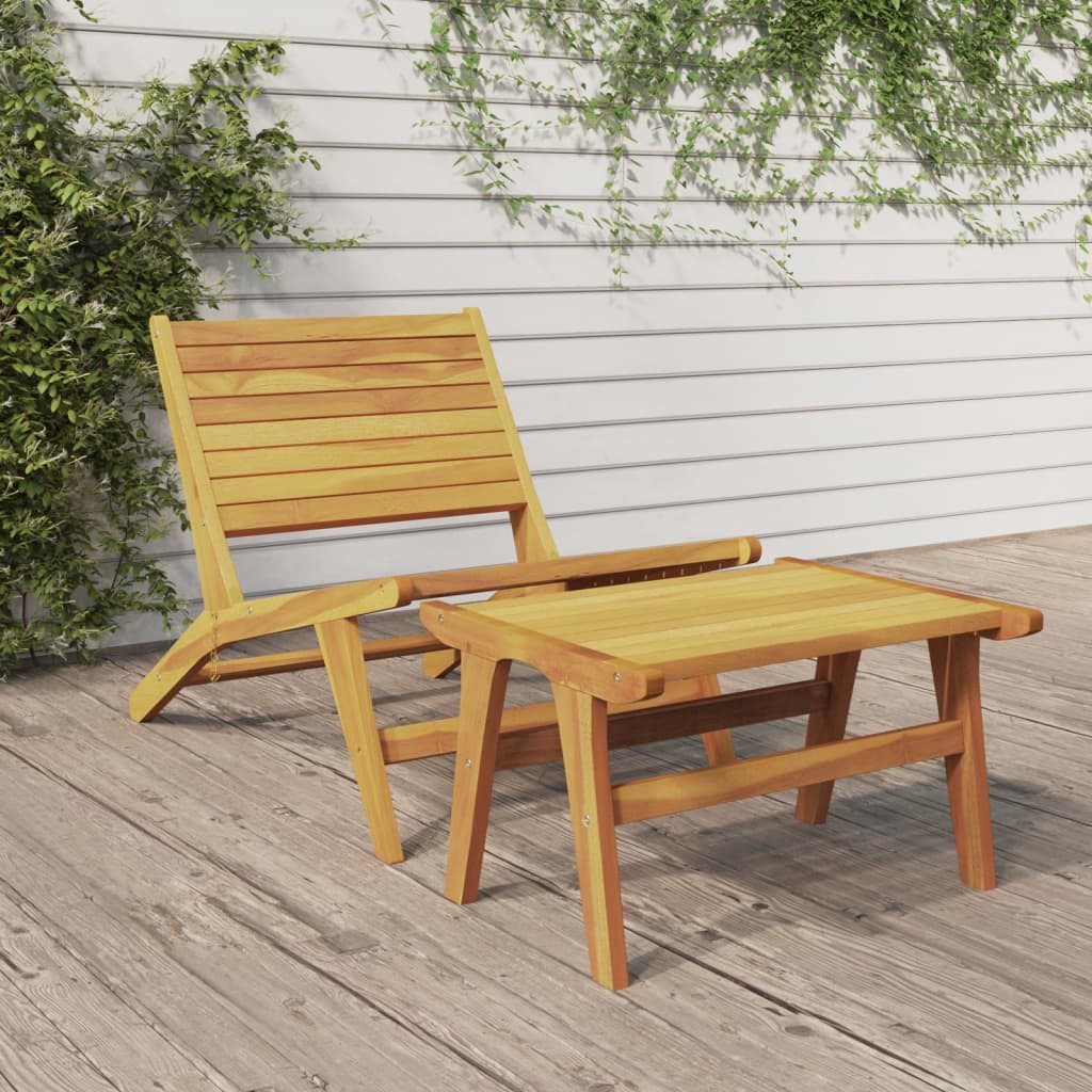 Silla De Jardín Madera Maciza Teca Y Poliéster
