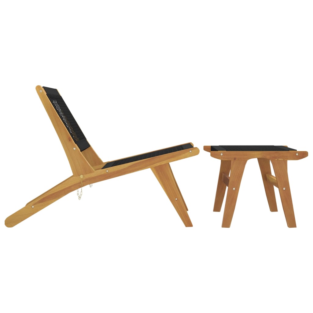 Silla De Jardín Madera Maciza Teca Y Poliéster