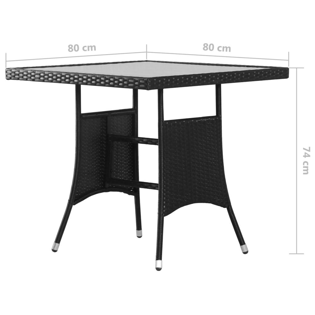 Mesa De Jardín Ratán Sintético Negro