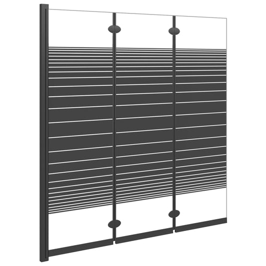 Mampara De Ducha Plegable De 3 Paneles Esg Negro 130X130 Cm