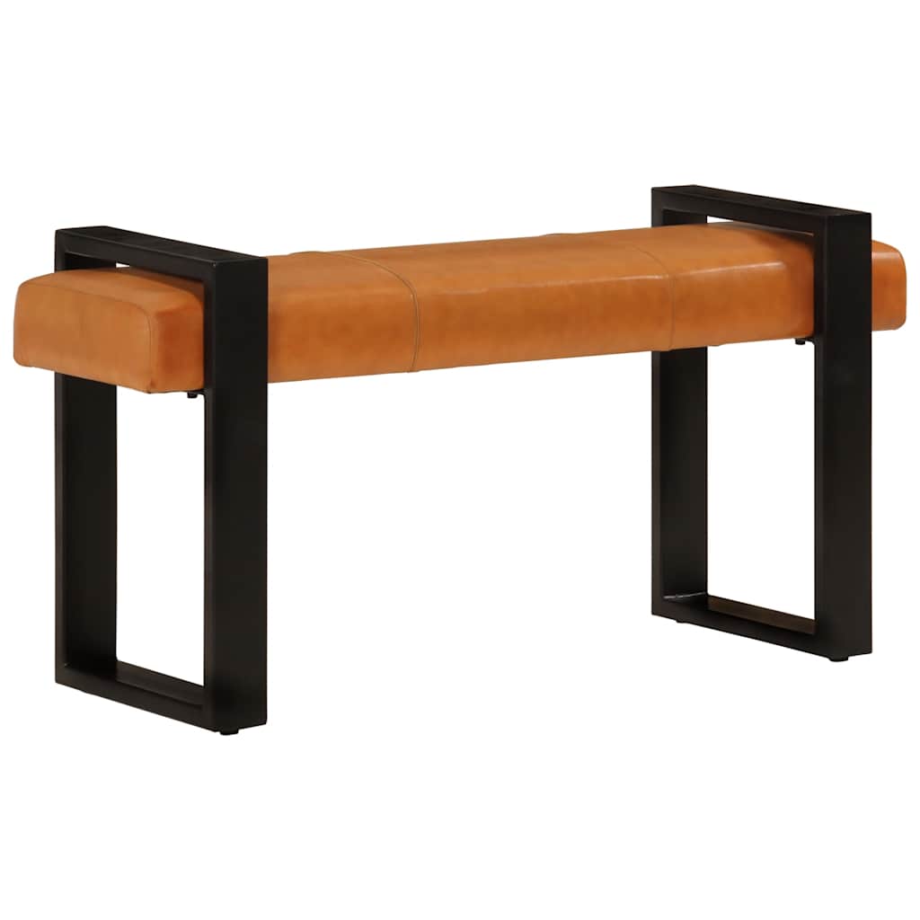 Banco Piel De Cabra Auténtica Negro Y Marrón 110 Cm