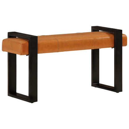 Banco Piel De Cabra Auténtica Negro Y Marrón 110 Cm