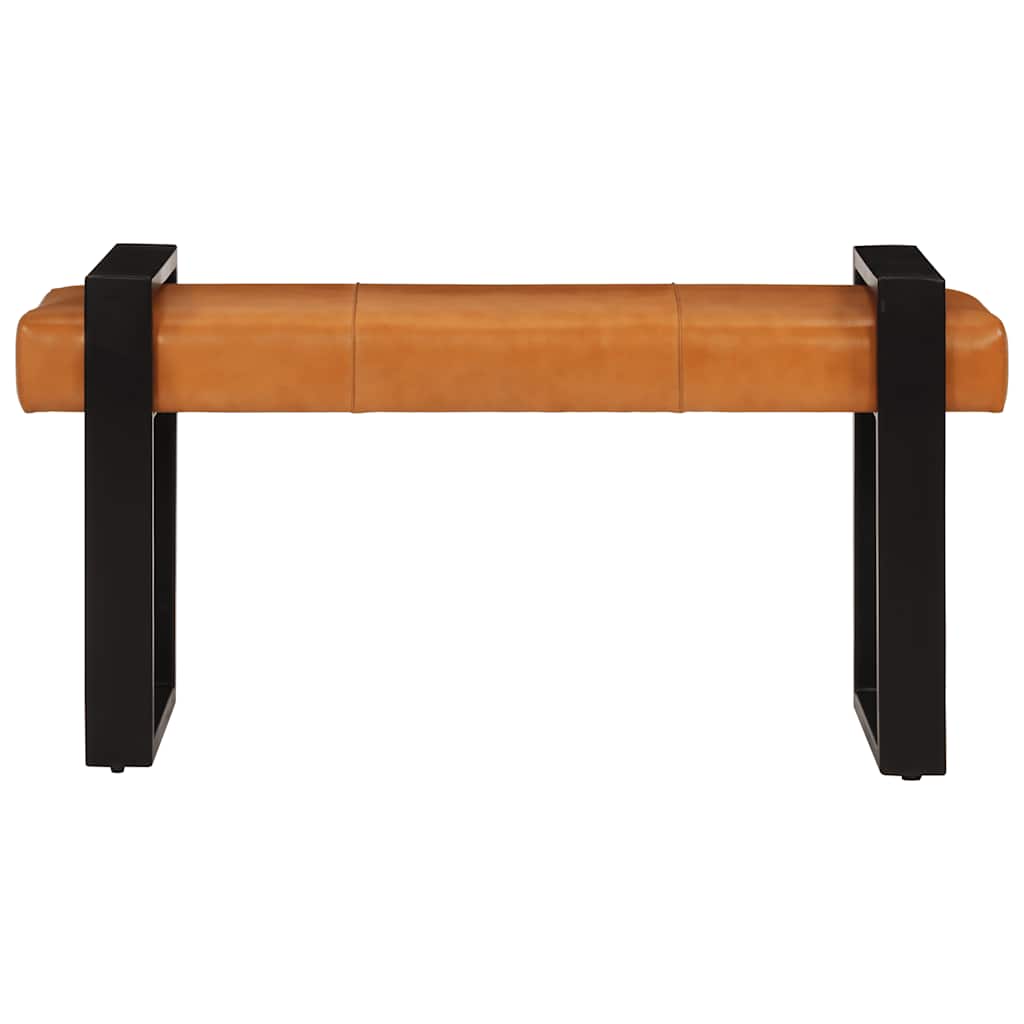 Banco Piel De Cabra Auténtica Negro Y Marrón 110 Cm