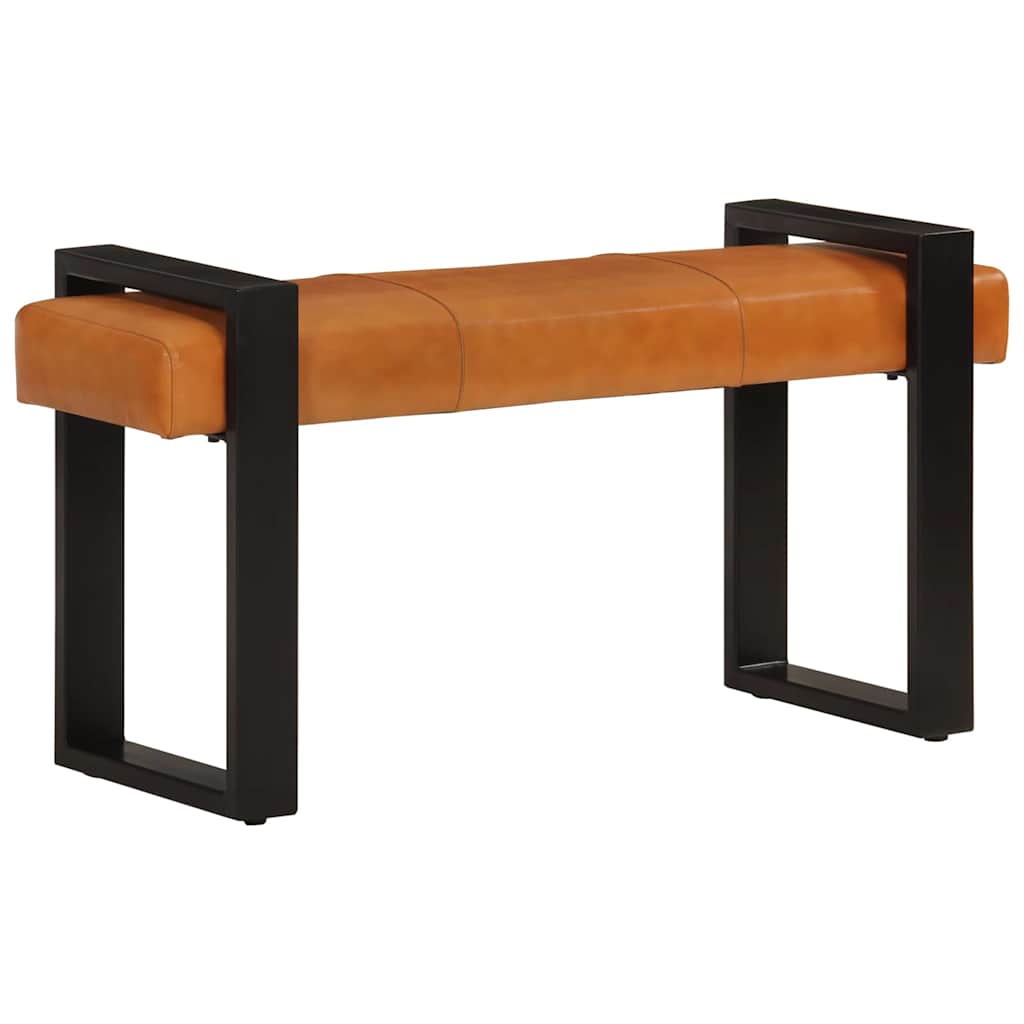 Banco Piel De Cabra Auténtica Negro Y Marrón 110 Cm
