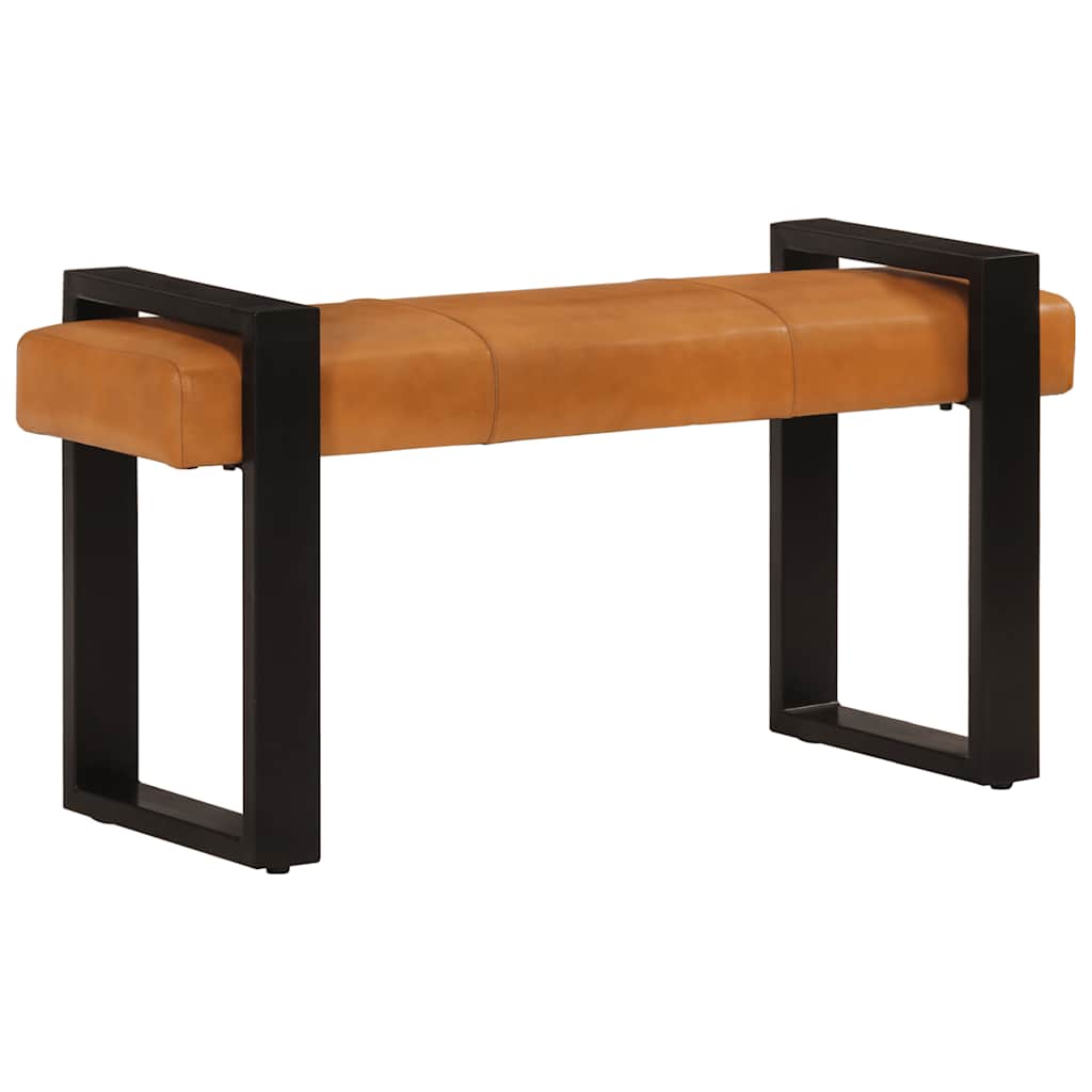 Banco Piel De Cabra Auténtica Negro Y Marrón 110 Cm