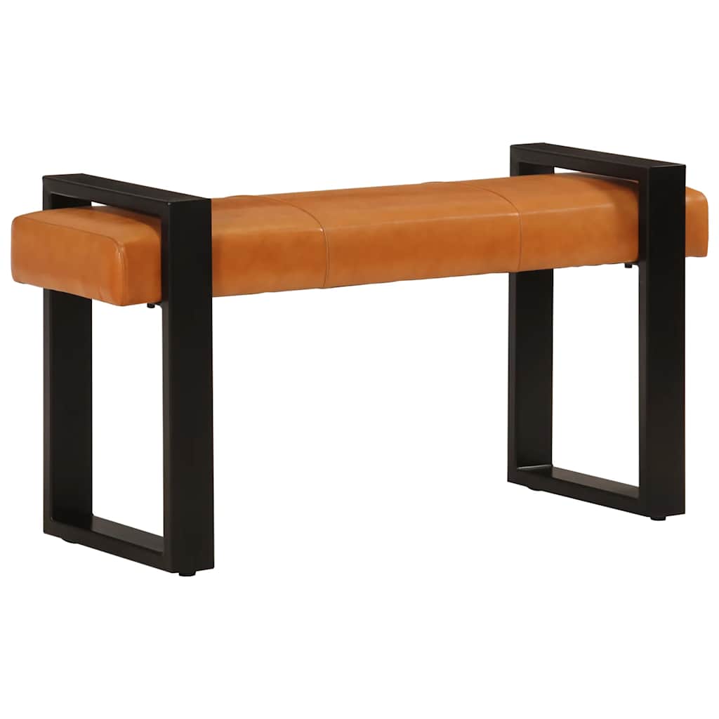 Banco Piel De Cabra Auténtica Negro Y Marrón 110 Cm