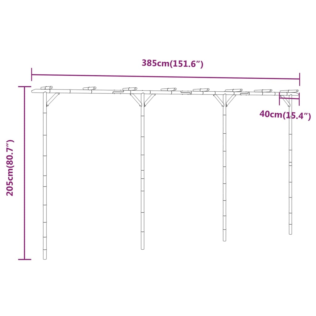 Pérgola De Bambú 385X40X205 Cm