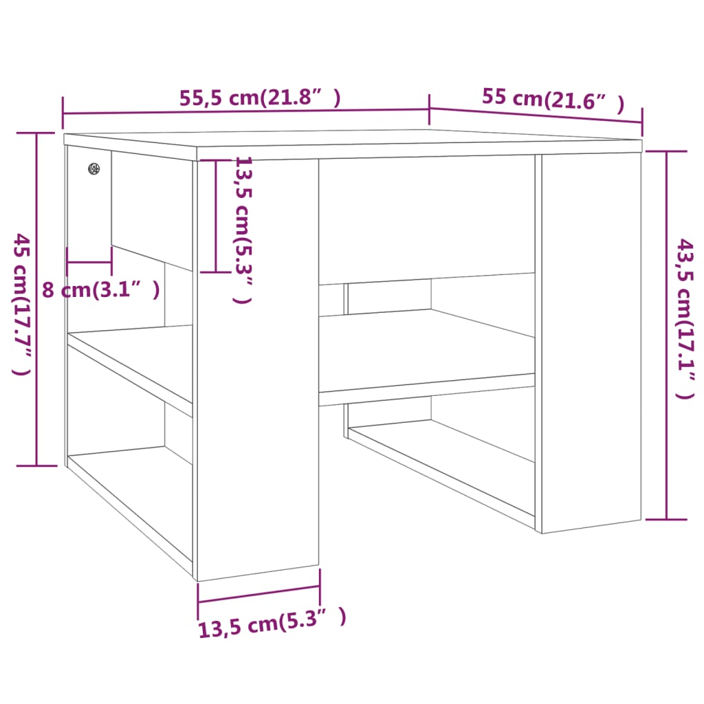 Mesa De Centro Madera De Ingeniería 55,5X55X45 Cm