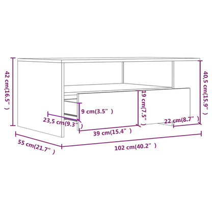 Mesa De Centro Madera De Ingeniería 102X55X42 Cm
