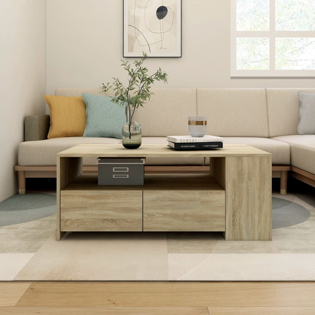Mesa De Centro Madera De Ingeniería 102X55X42 Cm