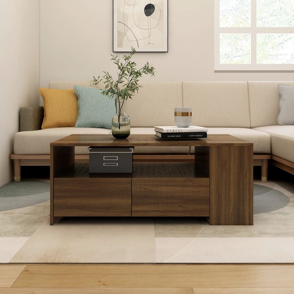 Mesa De Centro Madera De Ingeniería 102X55X42 Cm