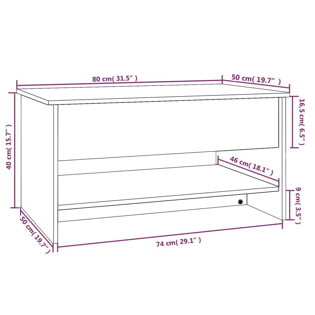 Mesa De Centro Madera Contrachapada 80X50X40 Cm
