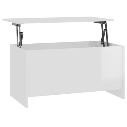 Mesa De Centro Madera Ingeniería Blanco Brillo 102X55,5X52,5 Cm