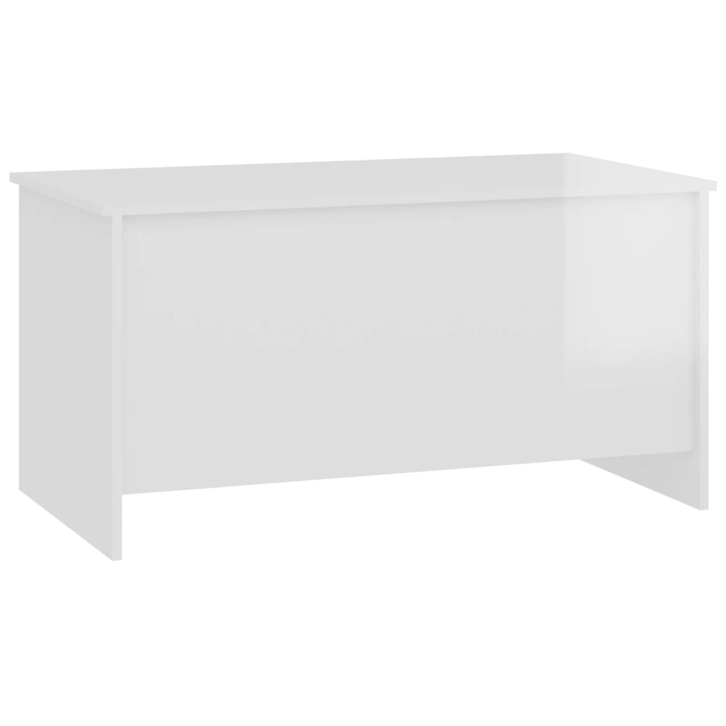 Mesa De Centro Madera Ingeniería Blanco Brillo 102X55,5X52,5 Cm