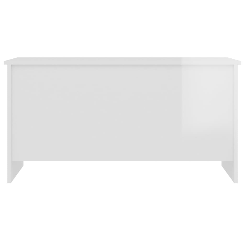 Mesa De Centro Madera Ingeniería Blanco Brillo 102X55,5X52,5 Cm