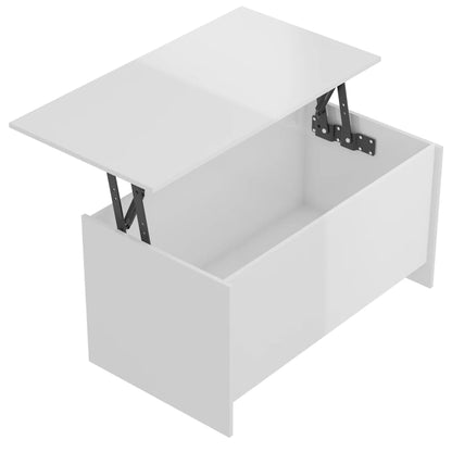 Mesa De Centro Madera Ingeniería Blanco Brillo 102X55,5X52,5 Cm