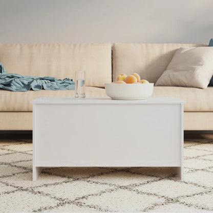 Mesa De Centro Madera Ingeniería Blanco Brillo 102X55,5X52,5 Cm