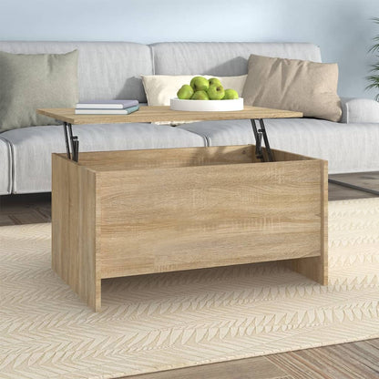 Mesa De Centro Madera Ingeniería Blanco Brillo 102X55,5X52,5 Cm