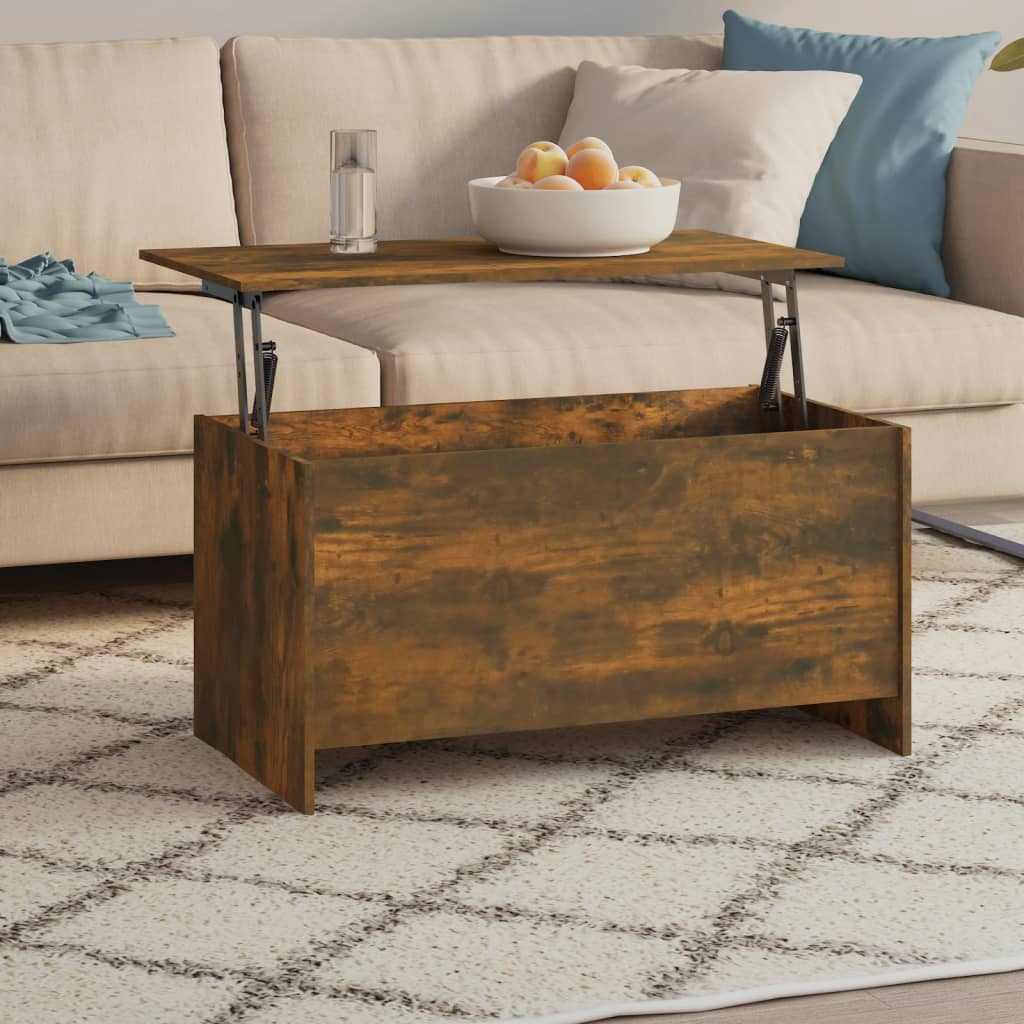 Mesa De Centro Madera Ingeniería Blanco Brillo 102X55,5X52,5 Cm