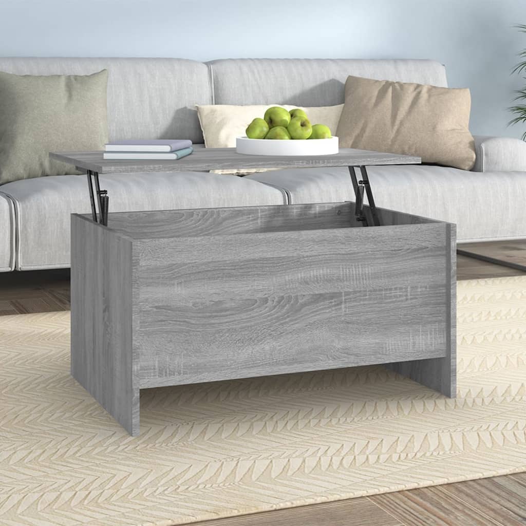 Mesa De Centro Madera Ingeniería Blanco Brillo 102X55,5X52,5 Cm