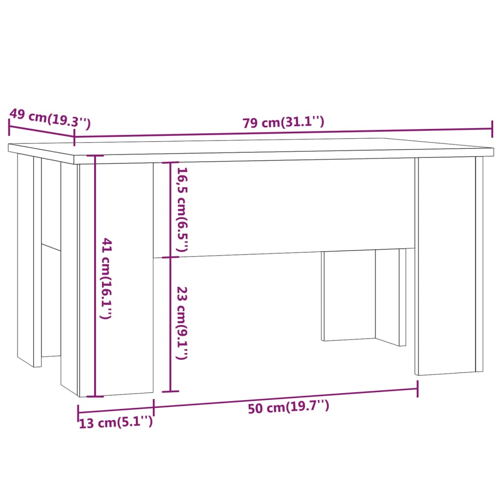 Mesa De Centro Madera De Ingeniería 79X49X41 Cm