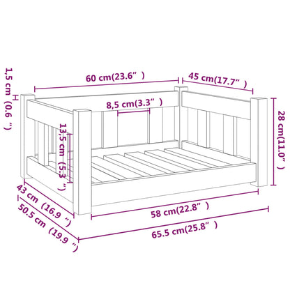 Cama Para Perros Madera Maciza De Pino 65,5X50,5X28 Cm
