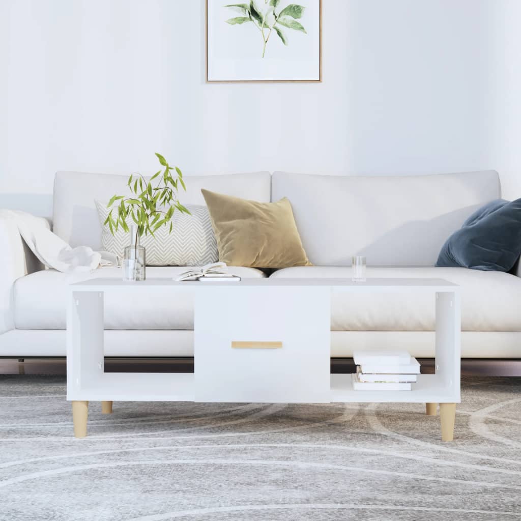 Mesa De Centro Madera Contrachapada Roble Marrón 102X50X40 Cm