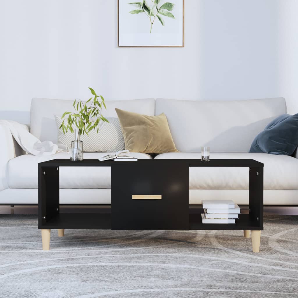 Mesa De Centro Madera Contrachapada Roble Marrón 102X50X40 Cm