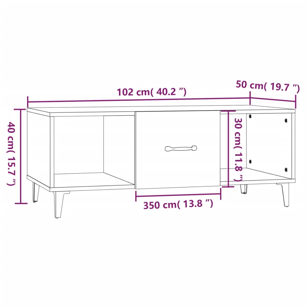Mesa De Centro Madera Contrachapada 102X50X40 Cm