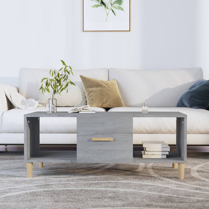 Mesa De Centro Madera Contrachapada Roble Marrón 102X50X40 Cm