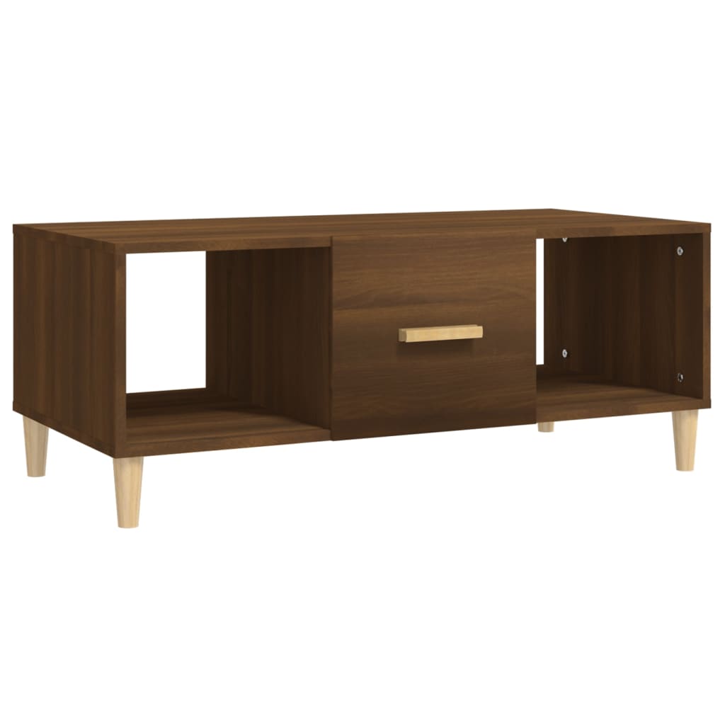 Mesa De Centro Madera Contrachapada Roble Marrón 102X50X40 Cm