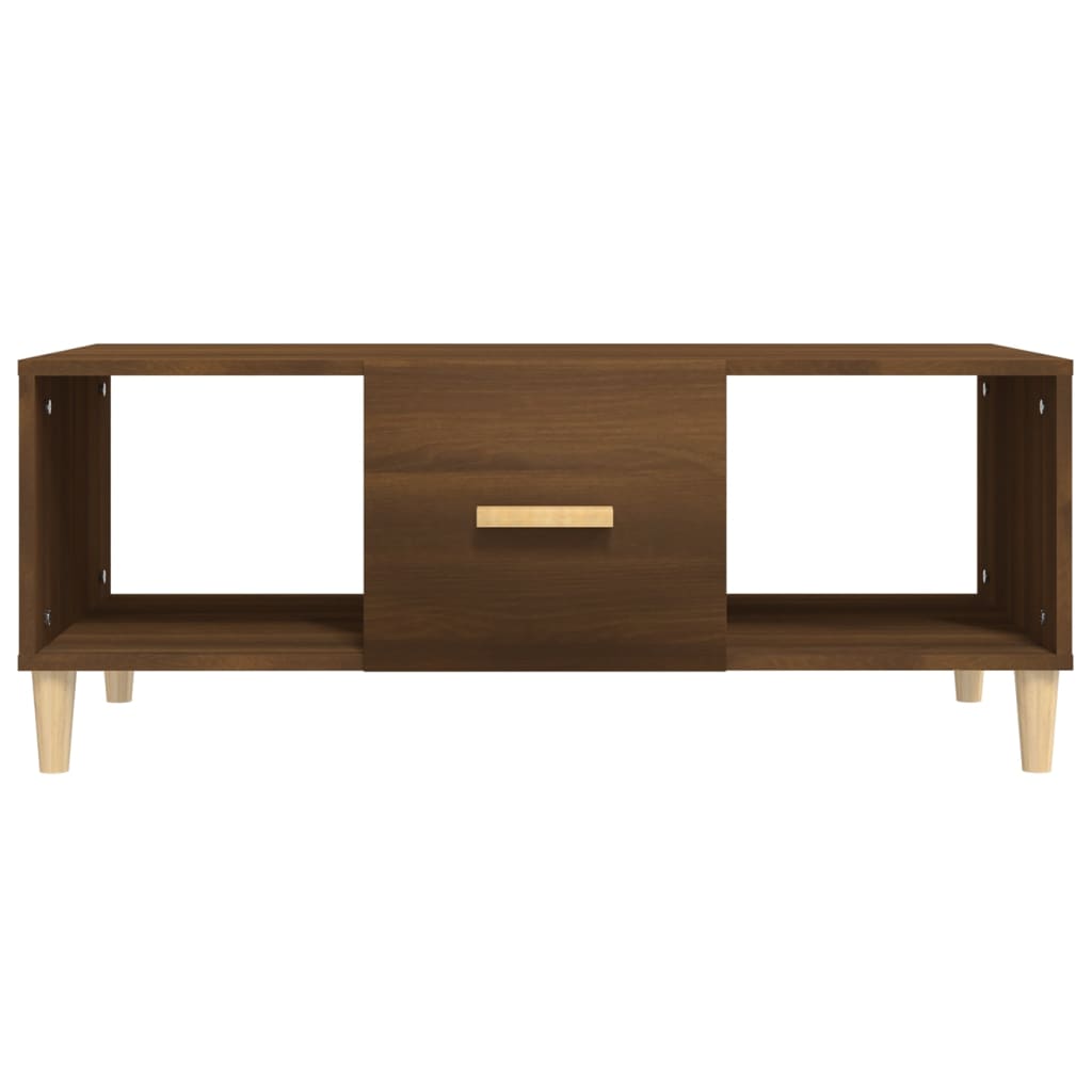 Mesa De Centro Madera Contrachapada Roble Marrón 102X50X40 Cm