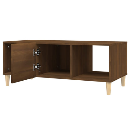 Mesa De Centro Madera Contrachapada Roble Marrón 102X50X40 Cm