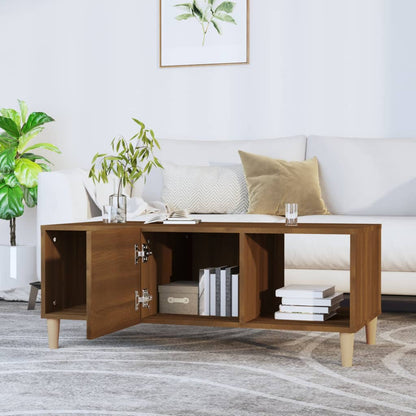 Mesa De Centro Madera Contrachapada Roble Marrón 102X50X40 Cm