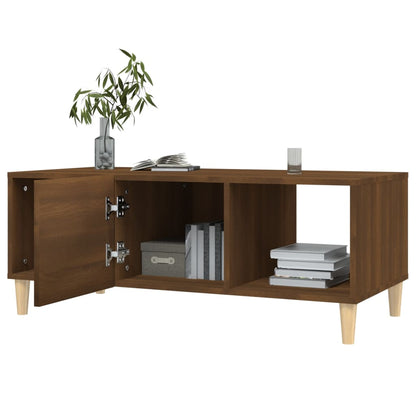 Mesa De Centro Madera Contrachapada Roble Marrón 102X50X40 Cm