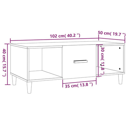 Mesa De Centro Madera Contrachapada Roble Marrón 102X50X40 Cm