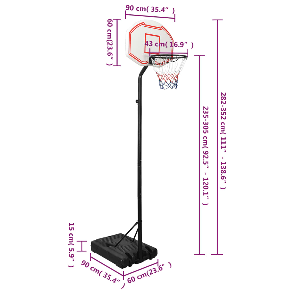 Canasta De Baloncesto Polietileno 282-352 Cm