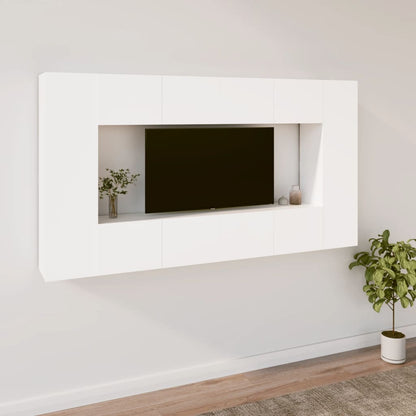 Conjunto De Mueble De Tv 8 Pcs Madera Contrachapada
