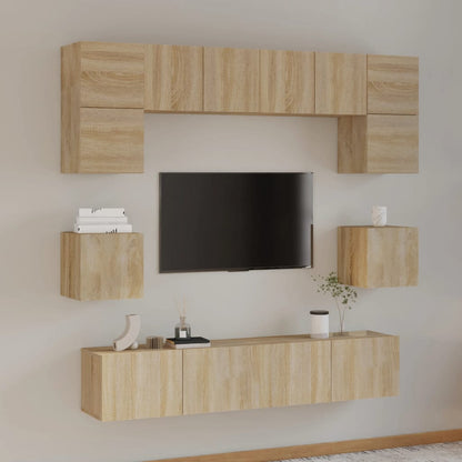 Conjunto De Mueble De Tv 8 Pcs Roble Artesanal