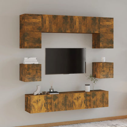 Conjunto De Mueble De Tv 8 Pcs Roble Artesanal