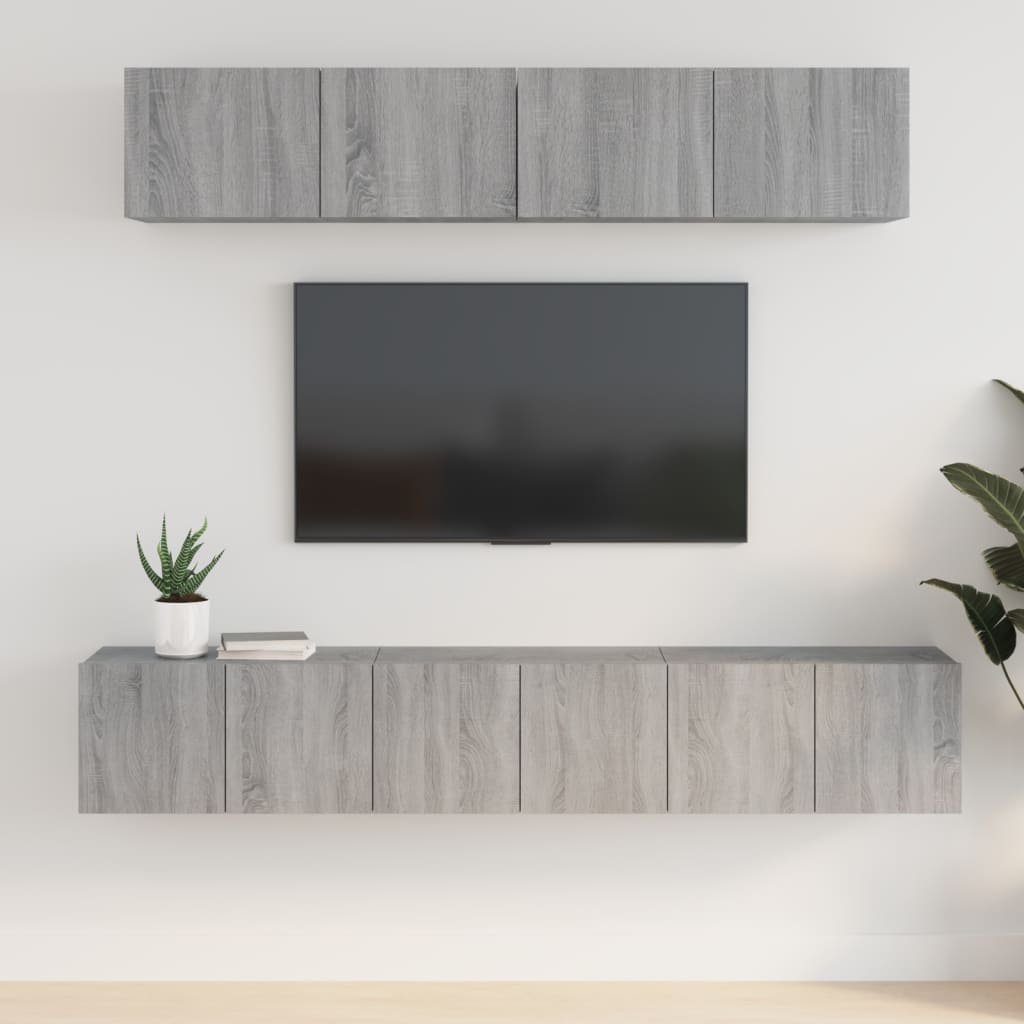 Conjunto De Mueble De Tv Montaje En La Pared 5 Pcs