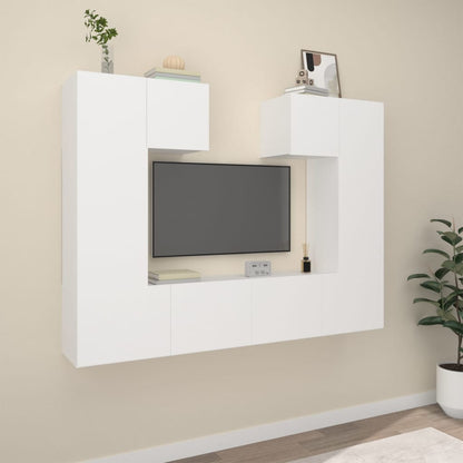 Conjunto De Mueble De Tv 6 Pcs Madera Contrachapada