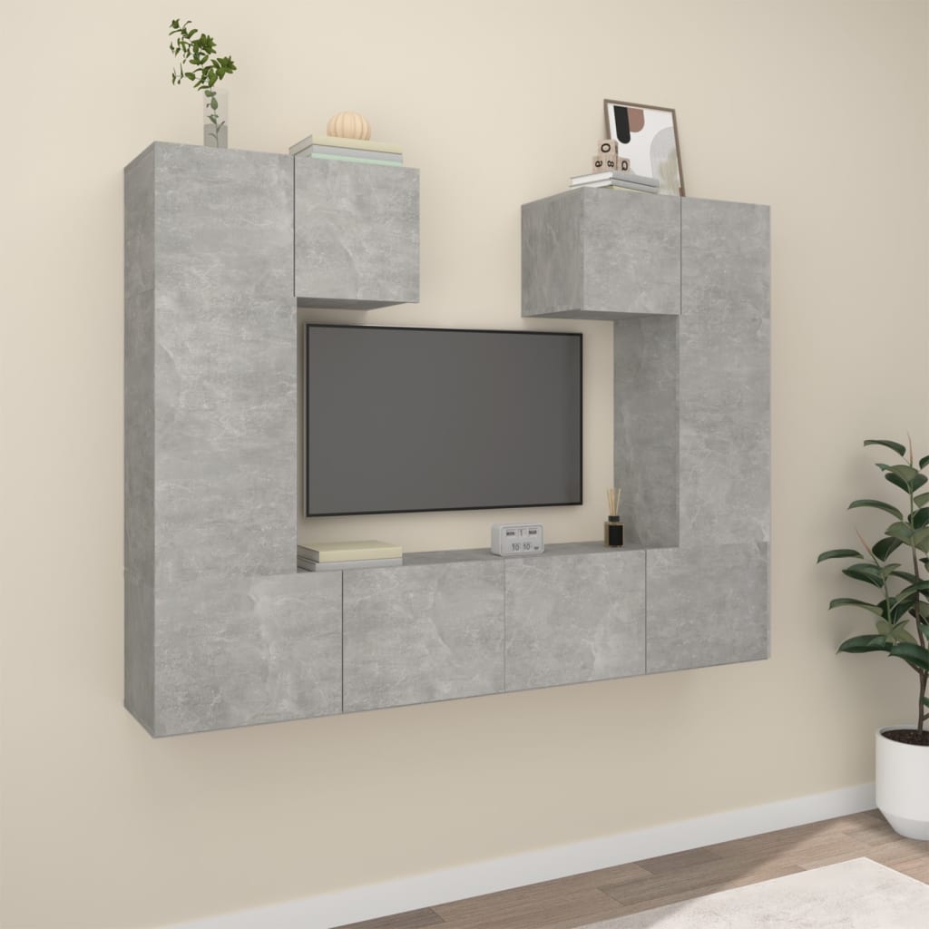 Conjunto De Mueble De Tv 6 Pcs Madera Contrachapada