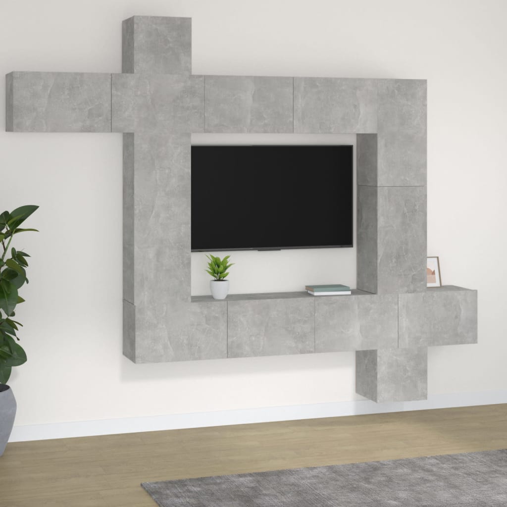 Conjunto De Mueble De Tv 9 Pcs Madera Contrachapada