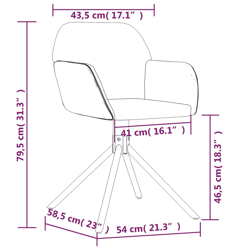 Sillas De Comedor Giratorias 2 Unidades Terciopelo