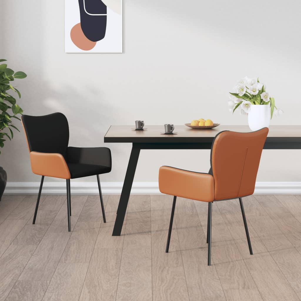 Sillas De Comedor 2 Unidades Cuero Sintético Y Tela